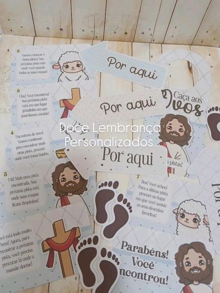 Kit Caça aos Ovos Religioso Páscoa Cristã Jesus