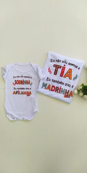 Kit Camiseta e Body Tia e Sobrinha/ Madrinha e Afilhada