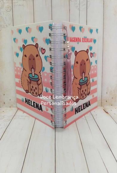 Kit Escolar Agenda e Etiqueta Personalizada Capivara