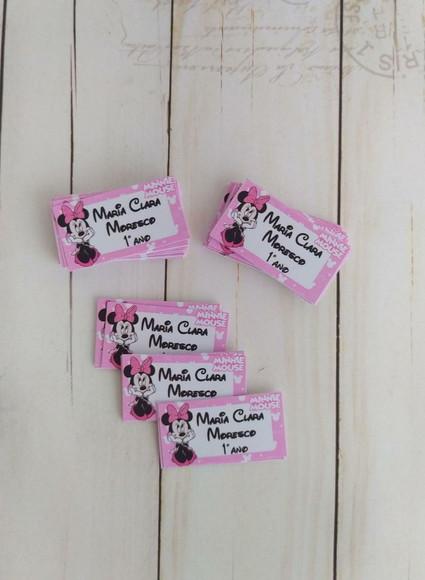 Kit Escolar Etiquetas, Toalhinha, Garrafa Minnie Rosa