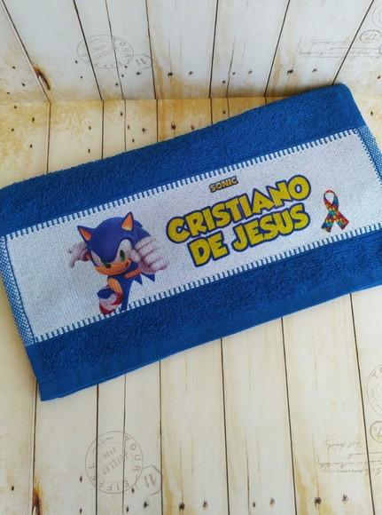 Kit Escolar Toalhinha, Garrafa Sonic (símbolo Autismo)