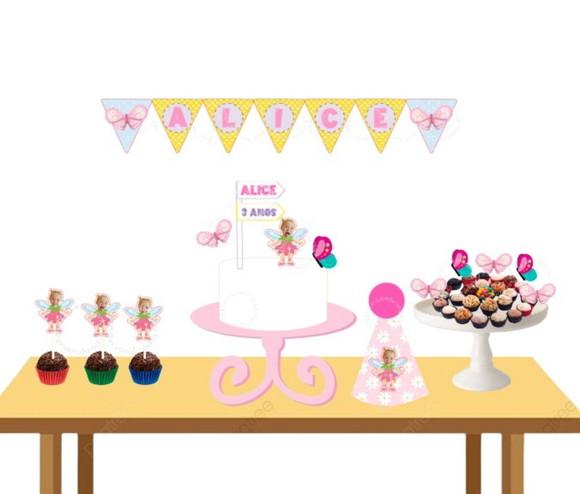 Kit Festa Aniversário Borboleta com Chapéu Personalizado