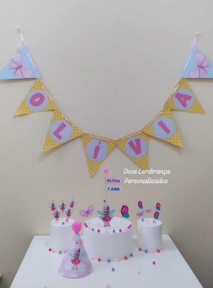 Kit Festa Aniversário Borboleta Rostinho Bebê com Chapéu Per