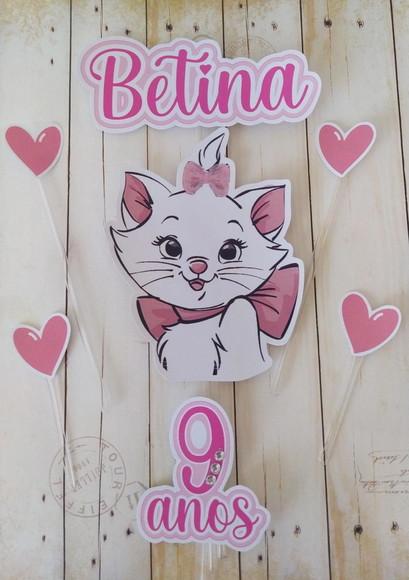 Kit Festa Gatinha Marie Topper e Lembrancinhas
