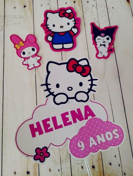 Kit Festa Topper para Bolo e Docinhos Hello Kitt