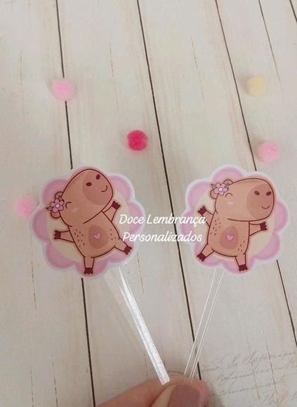 Kit Forminha + Topper Docinhos Capivara Aniversário Infantil