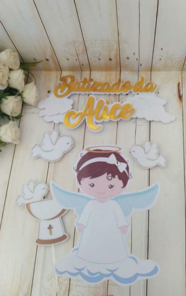 Kit Topper para bolo e docinhos Batizado Menina