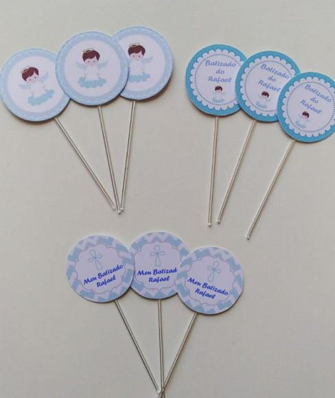 Kit Topper para bolo e docinhos Batizado Menino