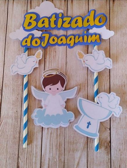 Kit Topper para bolo e docinhos Batizado Menino