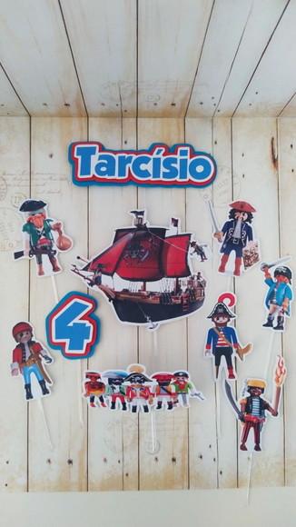 Kit Topper Para Bolo E Docinhos Playmobil Pirata