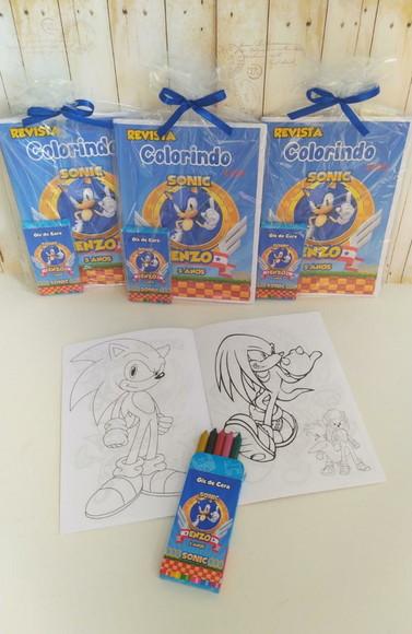 Livrinho de Colorir com Giz de Cera Sonic