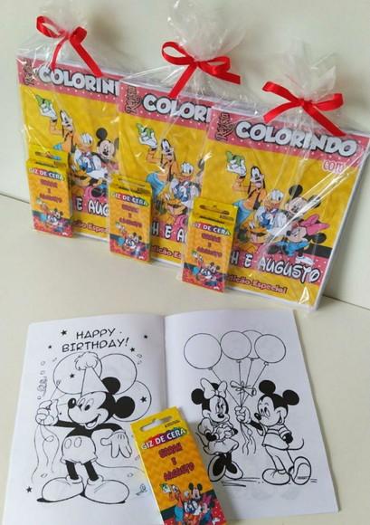 Livrinho de Colorir com Giz de Cera Turma do Mickey