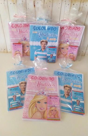 Livrinho de Colorir Ken e Barbie Lembrancinha Kit 30 Unid.