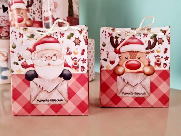 Mini Sacolinha Natal para Lembrancinha Papai Noel Rena