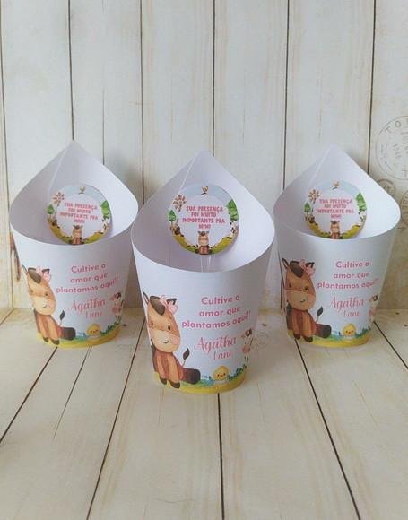 Rótulo + Tag para Mini Suculentas Fazendinha Rosa