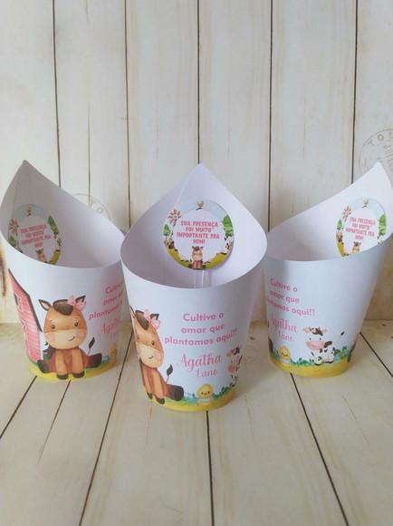 Rótulo + Tag para Mini Suculentas Fazendinha Rosa
