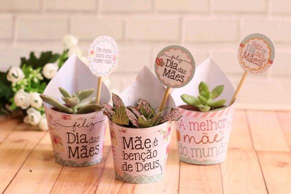 Rótulos Mini Suculenta Dia das Mães Lembrancinha