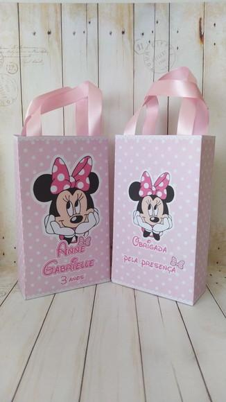 Sacolinha Personalizada Minnie Rosa Lembrancinha