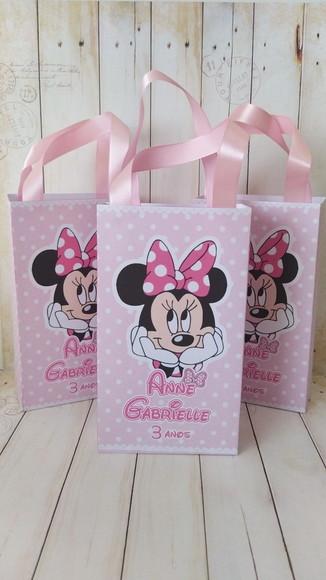 Sacolinha Personalizada Minnie Rosa Lembrancinha