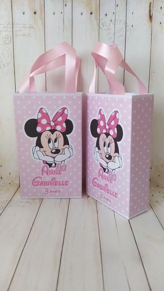 Sacolinha Personalizada Minnie Rosa Lembrancinha