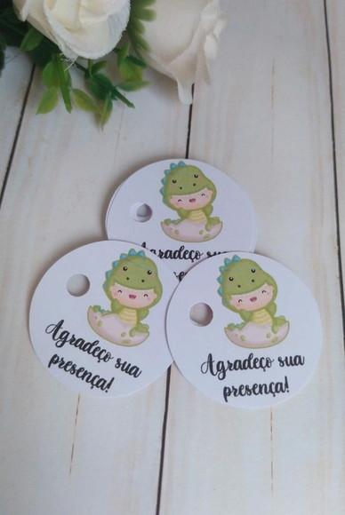 Tag Agradecimento Dino Baby para Lembrancinhas