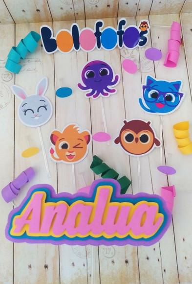Topper 3d Bolofofos Personalizado Menina