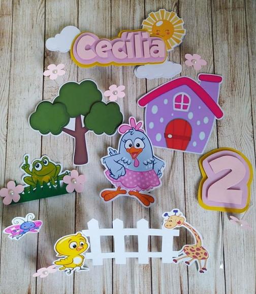 Topper 3d Galinha Pintadinha Personalizado
