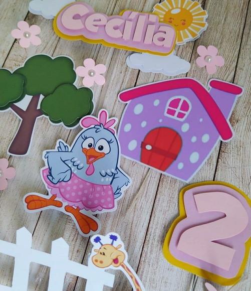 Topper 3d Galinha Pintadinha Personalizado