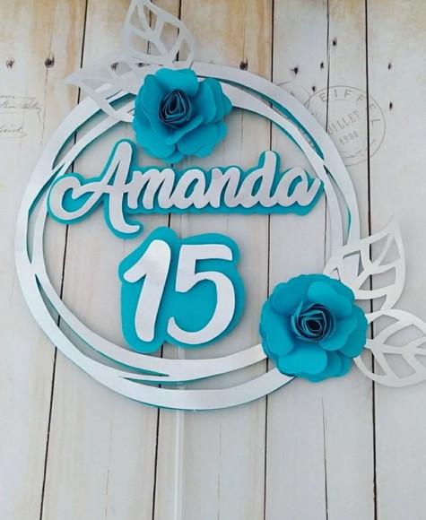 Topper Arco e Flores 3d 15 Anos