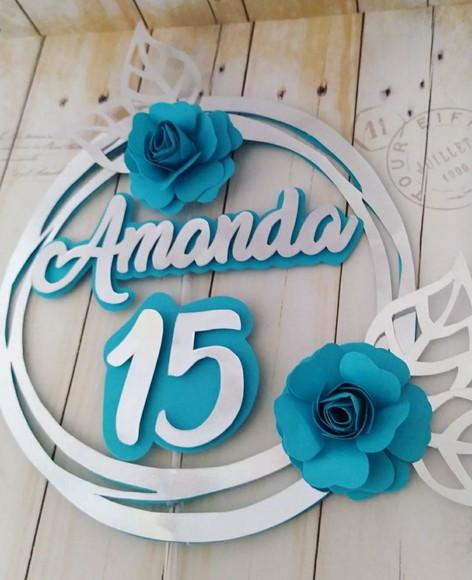 Topper Arco e Flores 3d 15 Anos