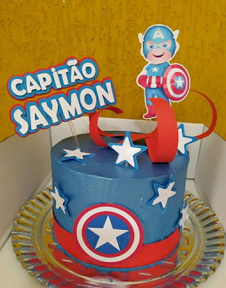 Topper Capitão América 3d Personalizado