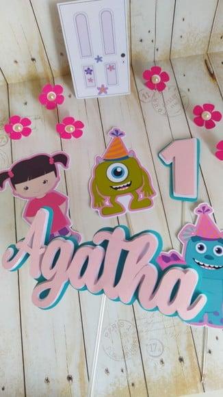Topper Boo Monstros Sa 3d Personalizado