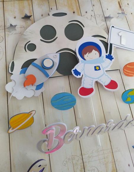 Topper de Bolo 3d Astronauta Aniversário Infantil