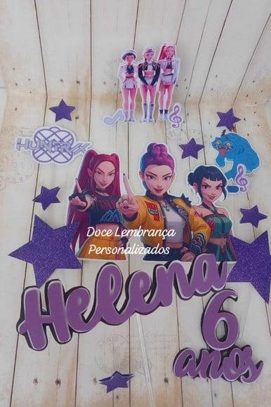 Topper de Bolo 3d Guerreiras do Kpop Huntrix
