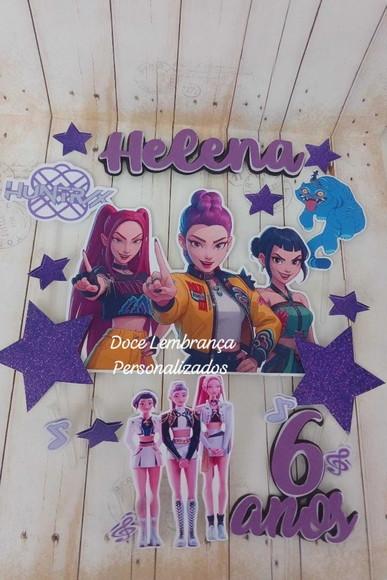 Topper de Bolo 3d Guerreiras do Kpop Huntrix