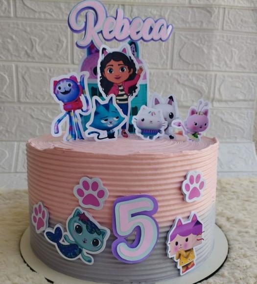 Topper de Bolo 3d Casa Mágica da Gabby Personalizado