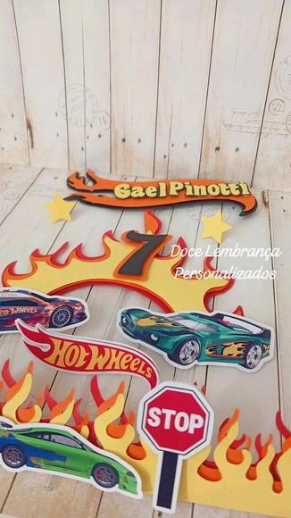 Topper de Bolo 3d Hotweels Aniversário