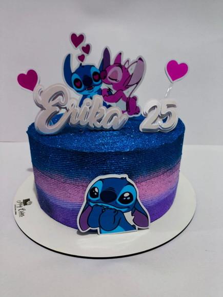 Topper de Bolo 3d Stitch e Angel