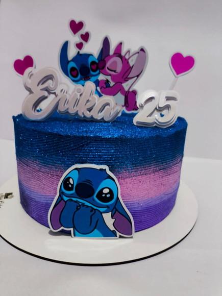 Topper de Bolo 3d Stitch e Angel