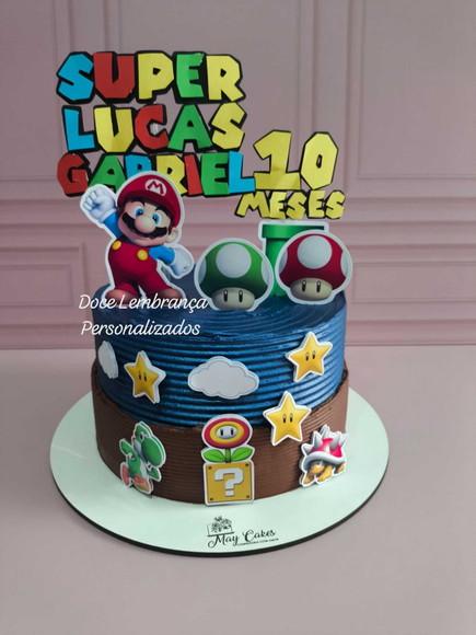 Topper de Bolo 3d Super Mario Aniversário