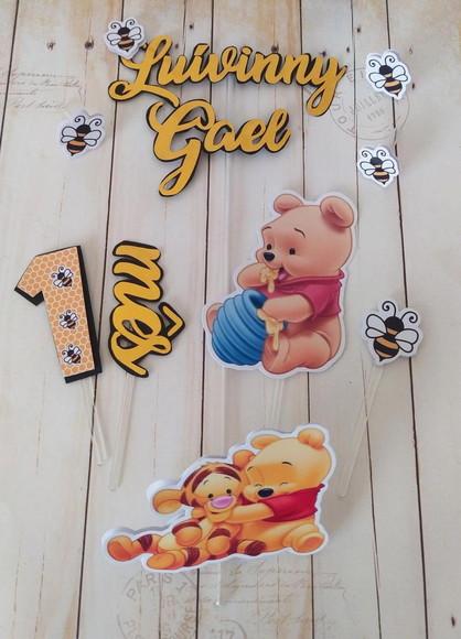 Topper de Bolo 3d Ursinho Pooh Mesversario