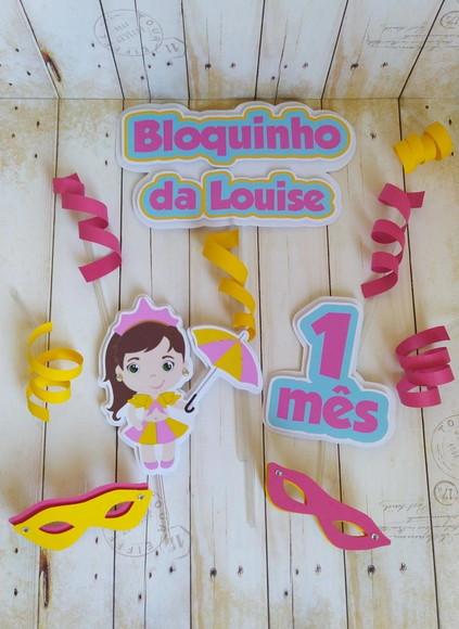 Topper de Bolo Bloquinho Carnaval Personalizado
