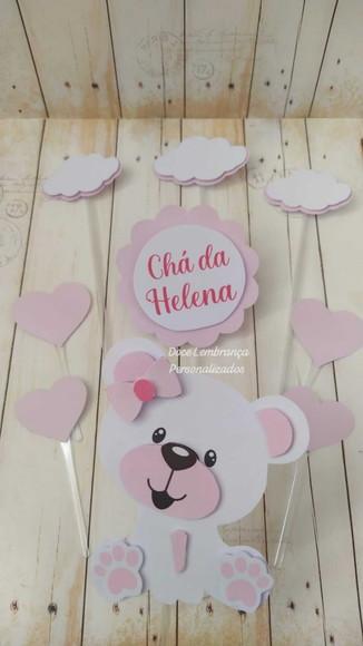 Topper de Bolo Chá de Bebê Mesversario Ursinho em Camadas