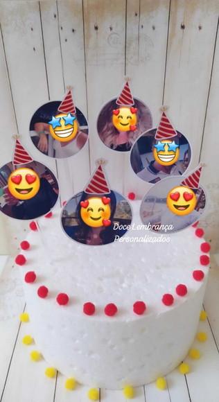 Topper de Bolo com Foto Carinha Chapeuzinho Aniversário