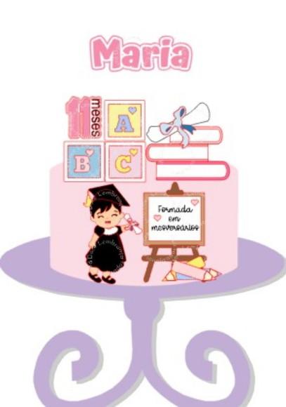 Topper de Bolo Conclusão Mêsversario Menina