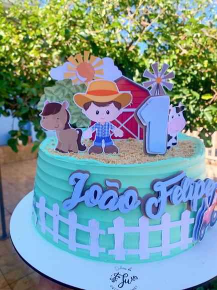 Topper de Bolo Fazendinha 3d Personalizado