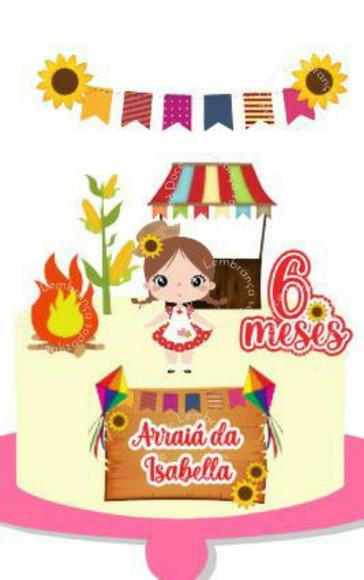 Topper de Bolo Festa Junina/arraiá Mesversario