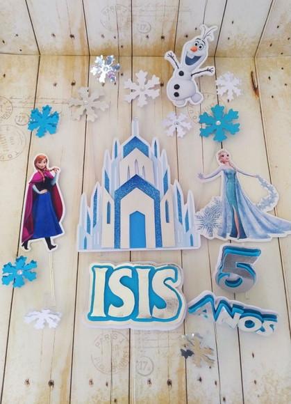Topper de Bolo Frozen 3d Personalizado
