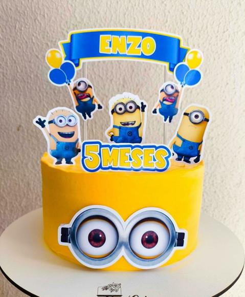 Topper de Bolo Mêsversario Minions Personalizado