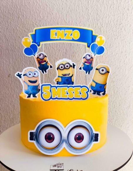 Topper de Bolo Mêsversario Minions Personalizado